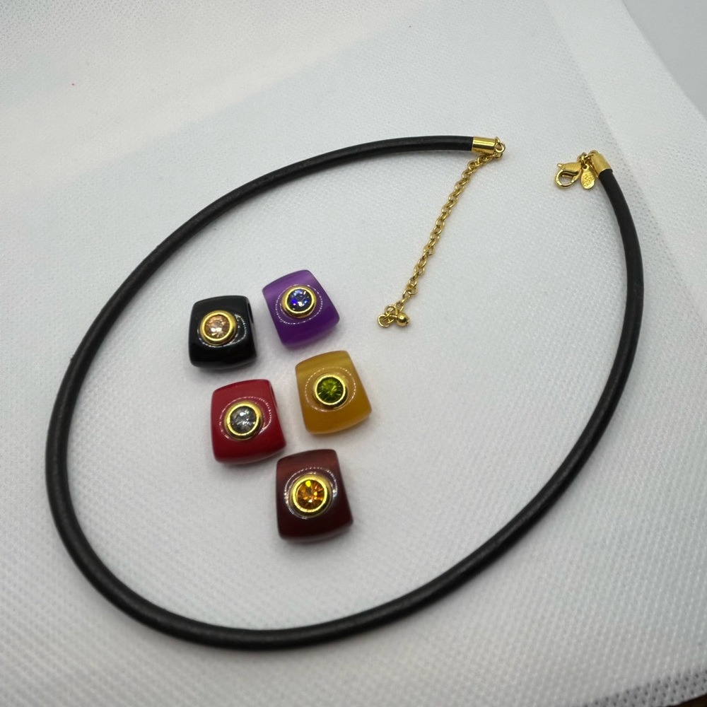 Joan rivers Necklace with interchangeable charms on leather cord